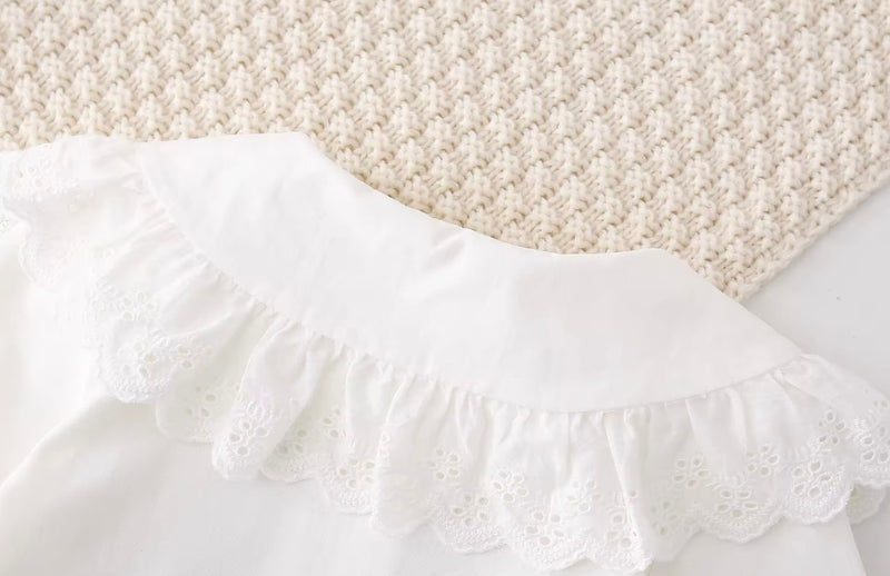 Chargez l'image dans la visionneuse de la galerie, Blouse bébé manches longues coton fleurs brodée – Blush - Boutique Kaki Lilas
