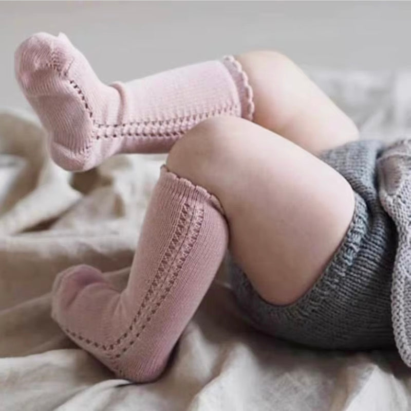 Chargez l'image dans la visionneuse de la galerie, Chaussettes hautes bébé fille coton doux – automne – Kali - Boutique Kaki Lilas
