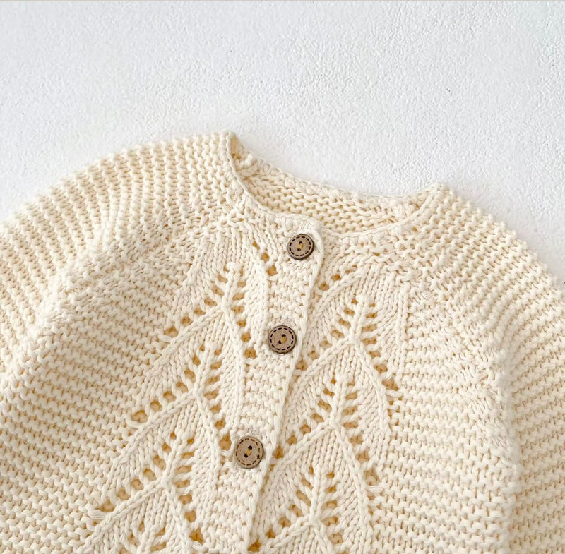 Chargez l'image dans la visionneuse de la galerie, Cardigan bébé fille doux 100% coton – Ivoire Blush - Dernière pièce disponible
