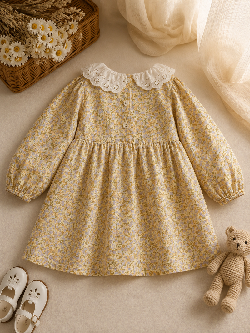 Chargez l'image dans la visionneuse de la galerie, Robe Marguerite florale à col Peter Pan pour bébé et fille – Automne
