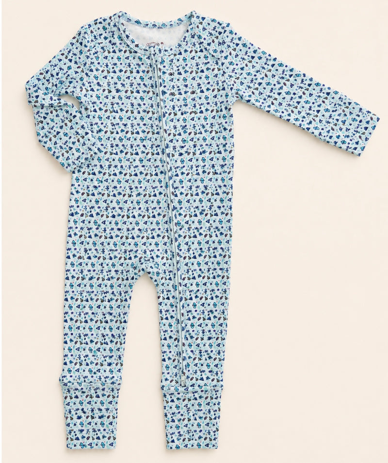 Load image into Gallery viewer, Organic cotton baby boy romper with butterfly dance pattern – Khaki Lilac
