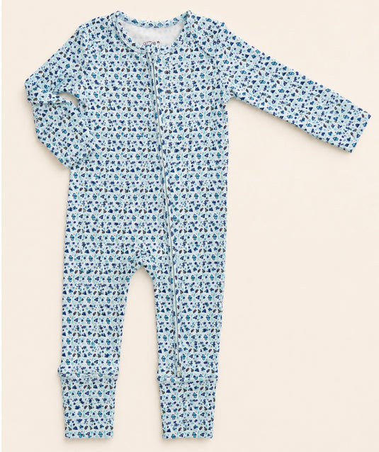 Barboteuse bébé garçon coton bio motif danse des papillons – Kaki Lilas