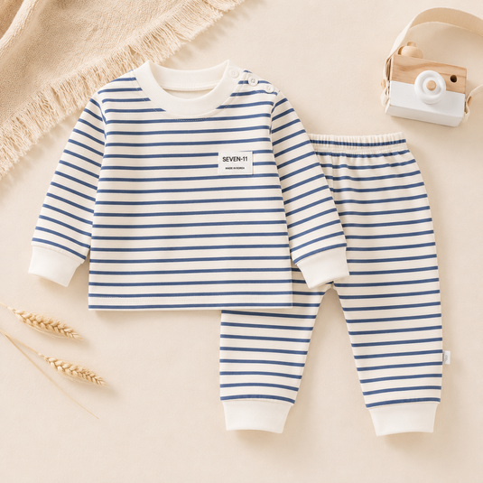 Ensemble rayé en coton pour bébé et garçon – Automne
