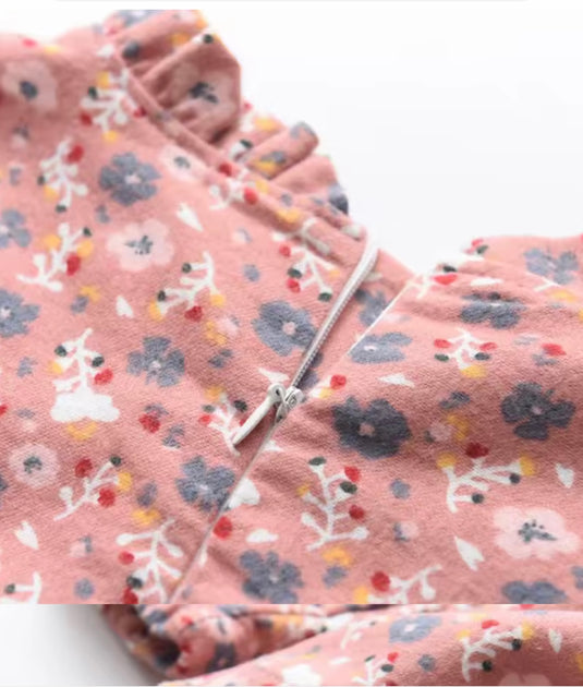 Two-tone floral autumn dresses for girls – soft cotton Kali -