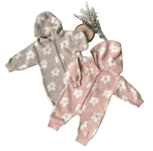 Combinaison bébé fille à capuche fleurie – Kali