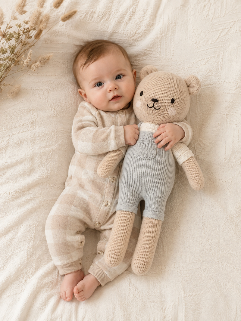 Load image into Gallery viewer, Unisex beige checkered baby romper – Kali
