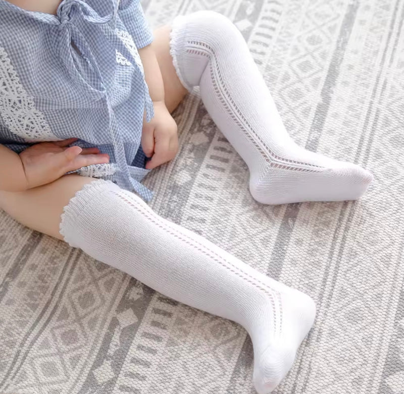 Chargez l'image dans la visionneuse de la galerie, Chaussettes hautes bébé fille coton doux – automne – Kali - Boutique Kaki Lilas
