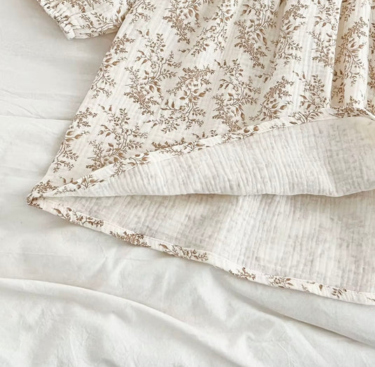 Robe fille vintage fleurie à manches longues et dentelle - Pré-commande