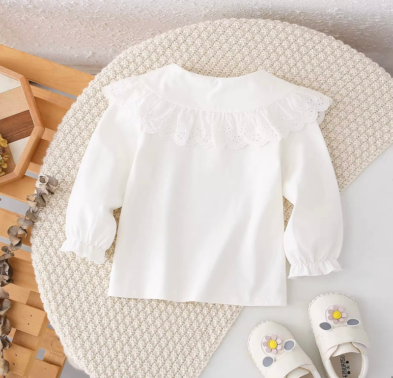 Chargez l'image dans la visionneuse de la galerie, Blouse bébé manches longues coton fleurs brodée – Blush - Boutique Kaki Lilas
