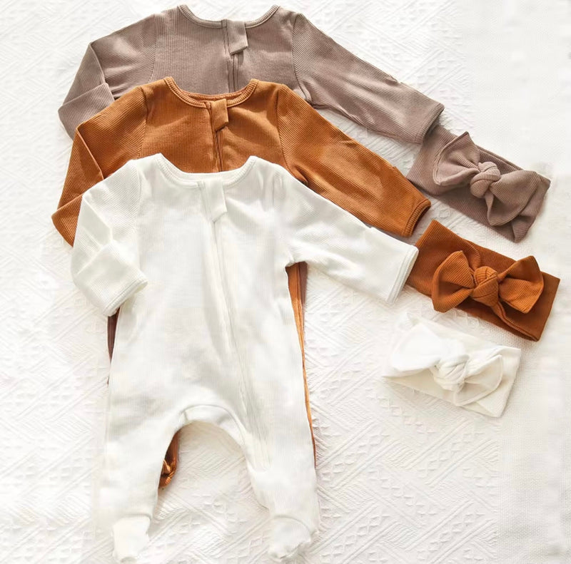 Load image into Gallery viewer, Baby girl's soft cotton long-sleeved romper – Kali
