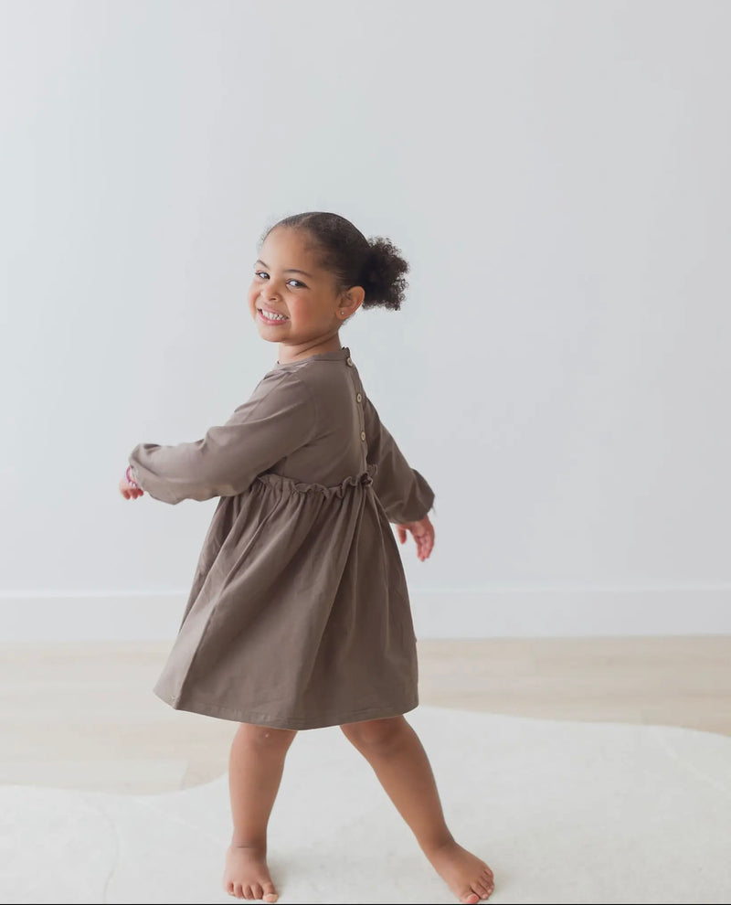 Load image into Gallery viewer, Robe en jersey à manches longues Walnut coton bio - Boutique Kaki Lilas
