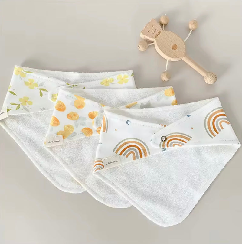 Chargez l'image dans la visionneuse de la galerie, Ensemble de 3 bavoirs bandana bébé en coton – Kali - Boutique Kaki Lilas
