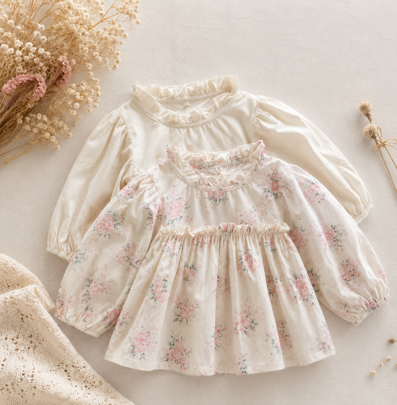 Chargez l'image dans la visionneuse de la galerie, Blouse Floralie bébé fille en coton – Automne-Hiver
