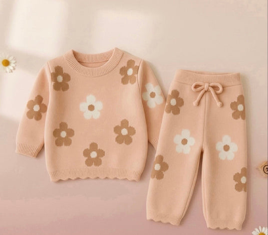 Girls' Soft Sweater + Floral Pants Set - Kali