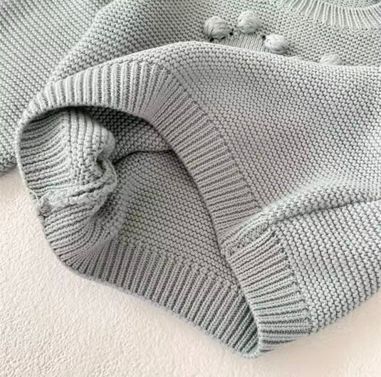 Pull bébé fille en coton doux avec cœur brodé – Kaki Lilas