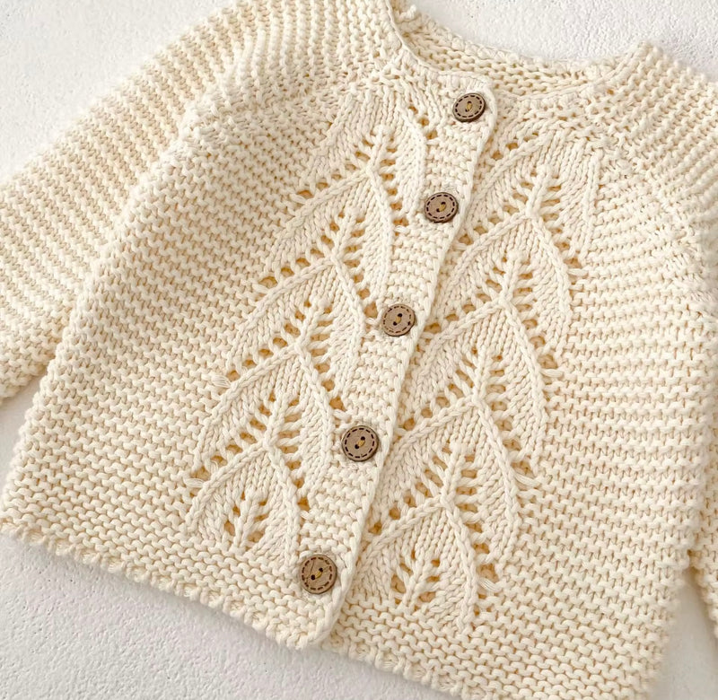 Chargez l'image dans la visionneuse de la galerie, Cardigan bébé fille doux 100% coton – Ivoire Blush - Dernière pièce disponible
