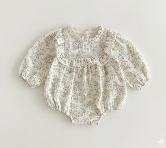 Baby girl beige Liberty print soft cotton romper