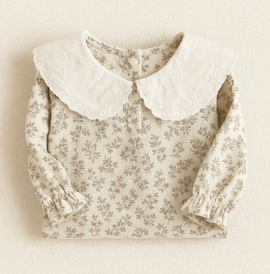 Robe fille coton doux fleurs beige – Kali