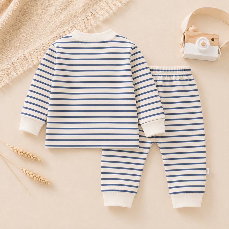 Chargez l'image dans la visionneuse de la galerie, Ensemble rayé en coton pour bébé et garçon – Automne
