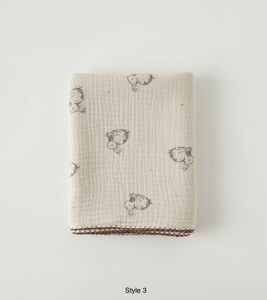 Vintage floral baby muslin 100% cotton – Khaki Lilac