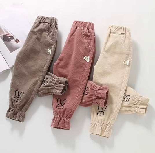 Pantalons pour filles en velours côtelé motif lapin – Kali