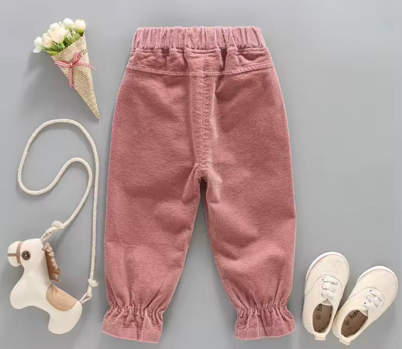 Chargez l'image dans la visionneuse de la galerie, Pantalons pour filles en velours côtelé motif lapin – Kali
