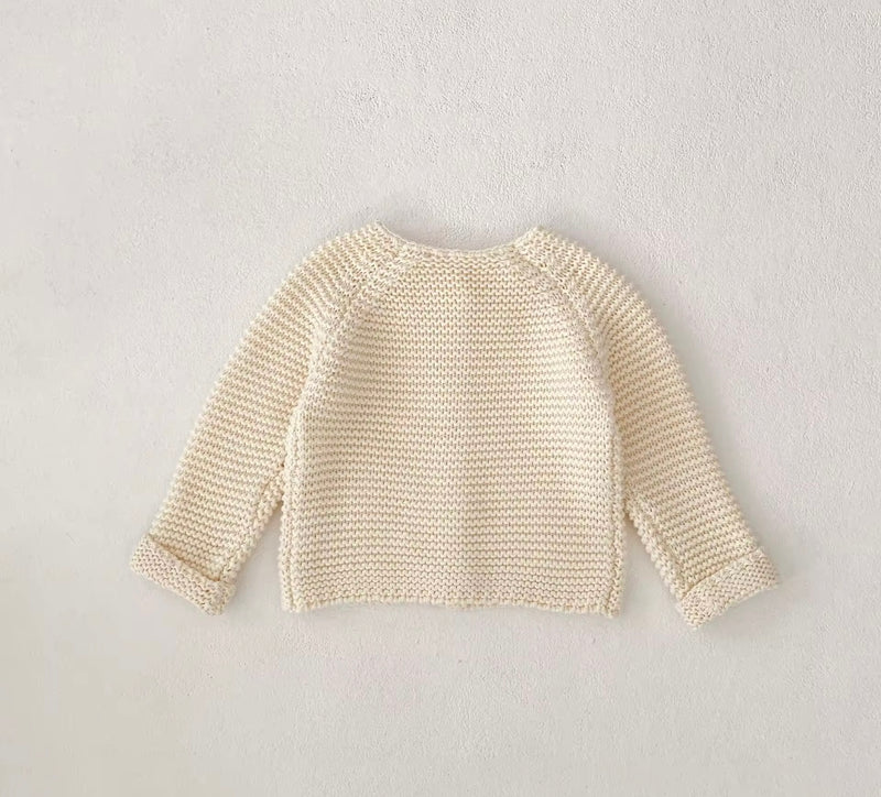 Chargez l'image dans la visionneuse de la galerie, Cardigan bébé fille doux 100% coton – Ivoire Blush - Dernière pièce disponible
