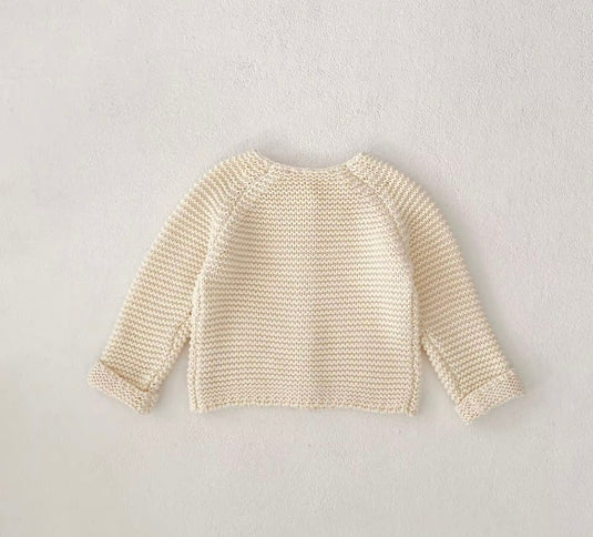 Cardigan bébé fille doux 100% coton – Ivoire Blush - Dernière pièce disponible