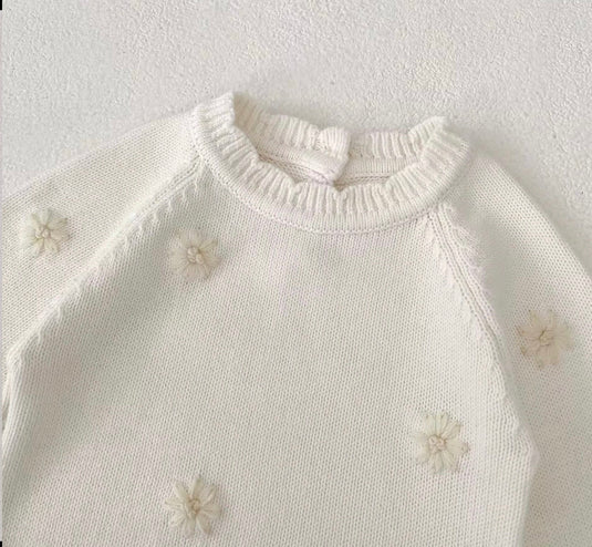 Combinaison bébé fille en tricot doux à motifs fleuris – Kali