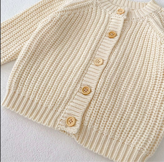 Cardigan bébé fille en tricot doux hiver ivoire - Kali