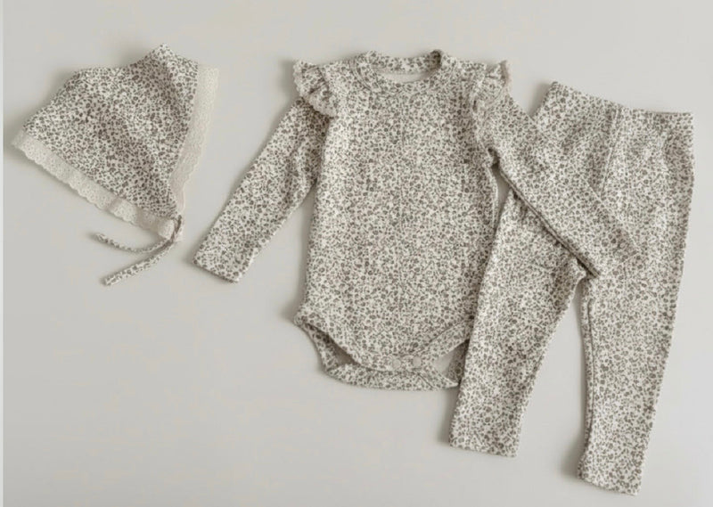 Chargez l'image dans la visionneuse de la galerie, Ensemble bébé fille 3 pièces fleuri printemps – Kali
