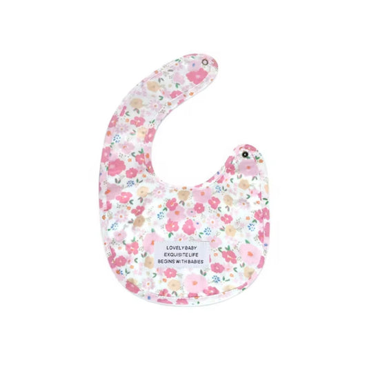 Bavoir bébé en coton motif fleuri – Kali - Boutique Kaki Lilas