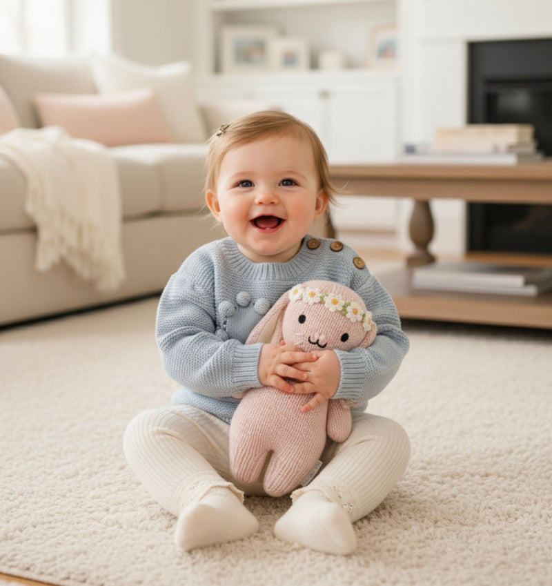 Chargez l'image dans la visionneuse de la galerie, Pull bébé fille en coton doux avec cœur brodé – Kaki Lilas
