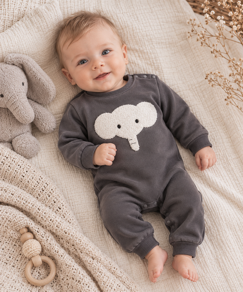 Load image into Gallery viewer, Baby boy elephant print soft cotton onesie – Kali
