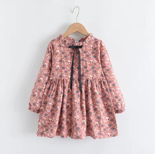 Two-tone floral autumn dresses for girls – soft cotton Kali -