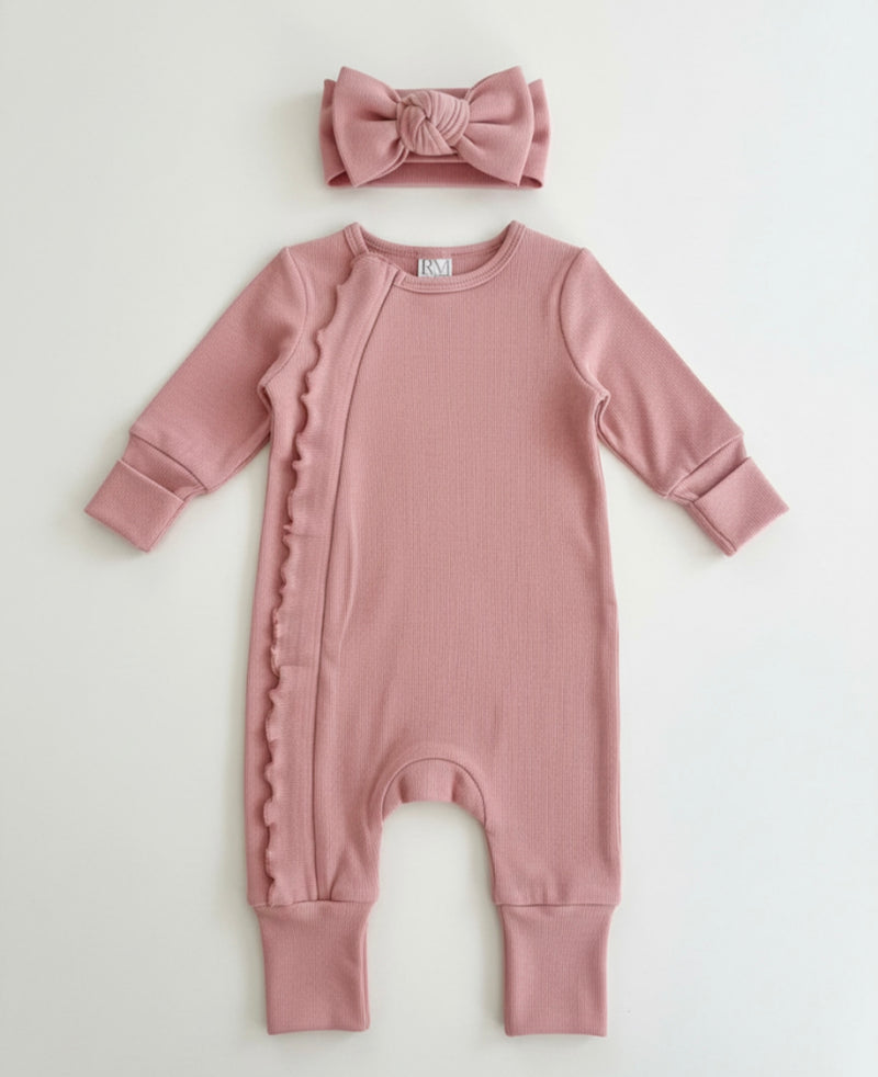 Chargez l'image dans la visionneuse de la galerie, Combinaison bébé fille avec bandeau en coton doux – Kali
