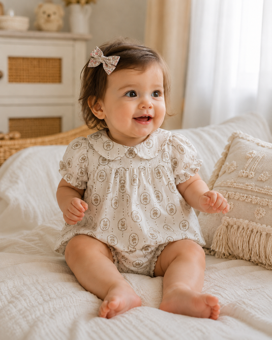 Baby girls' summer floral dot romper