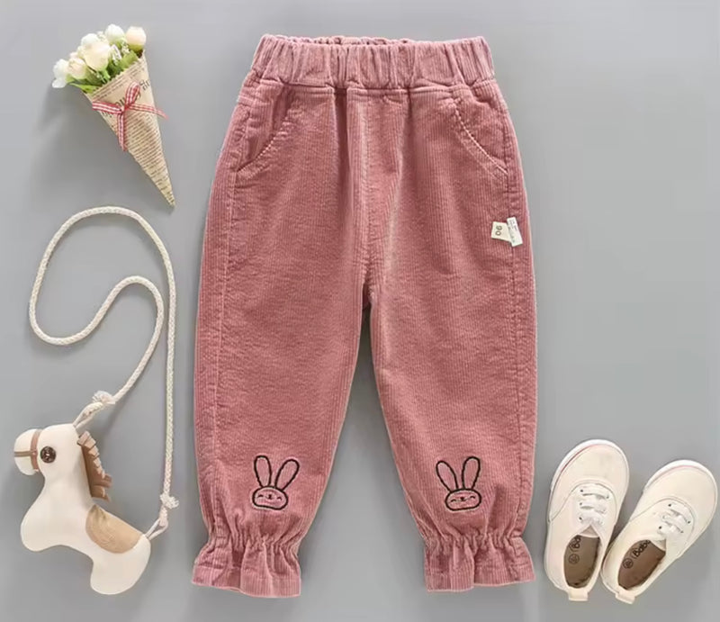 Chargez l'image dans la visionneuse de la galerie, Pantalons pour filles en velours côtelé motif lapin – Kali
