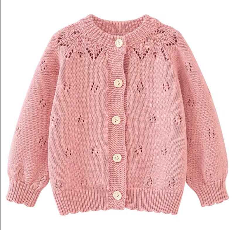 Load image into Gallery viewer, Girls' ivory &amp; pink gingham cardigan
