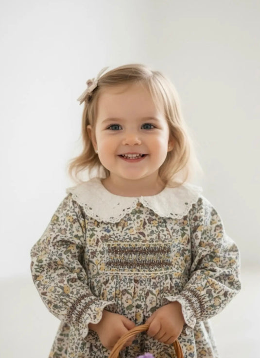 Retro Floral Fall Winter Girls Dress – Kali