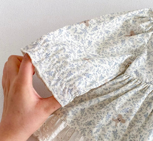 Robe-romper bébé fille à col Claudine avec broderie anglaise – Automne-Hiver
