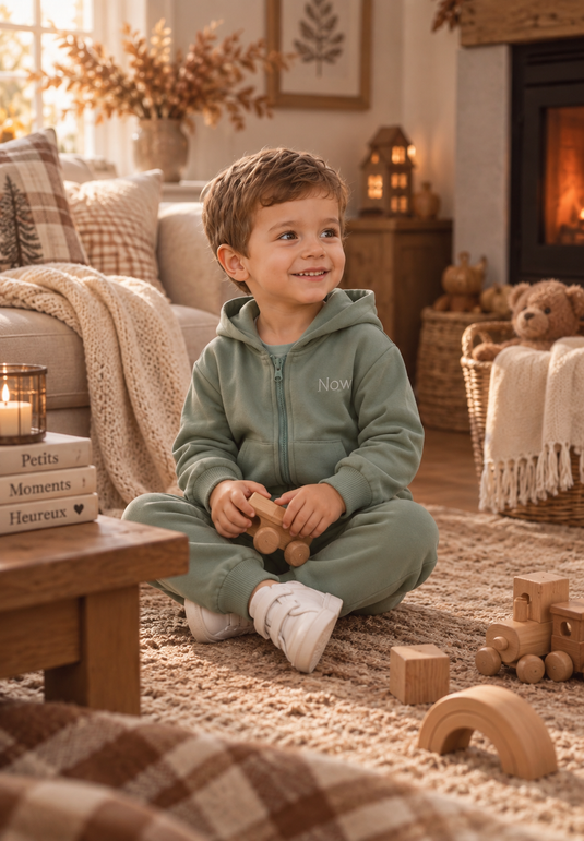 Ensemble deux pièces unisexe à capuche en coton – Automne-Hiver