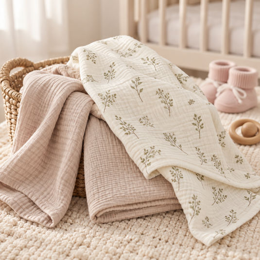 Soft cotton baby muslins (Trio) – Kali model